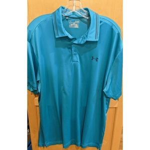 Under Armour Polo Shirt Heat‎ Gear aqua Blue Loose Fit Sport Size XL